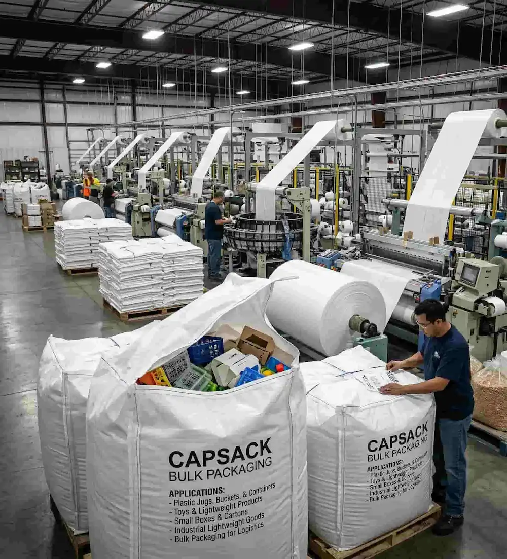 Bulk capsacks packaging warehouse storage