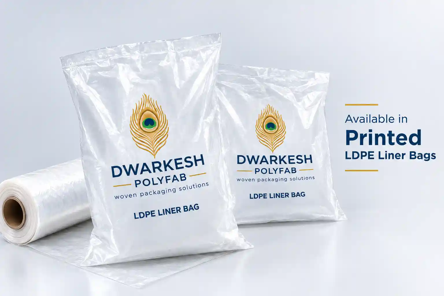 Custom printed transparent LDPE bag with brand logo and product name — example of printed LD inner bag