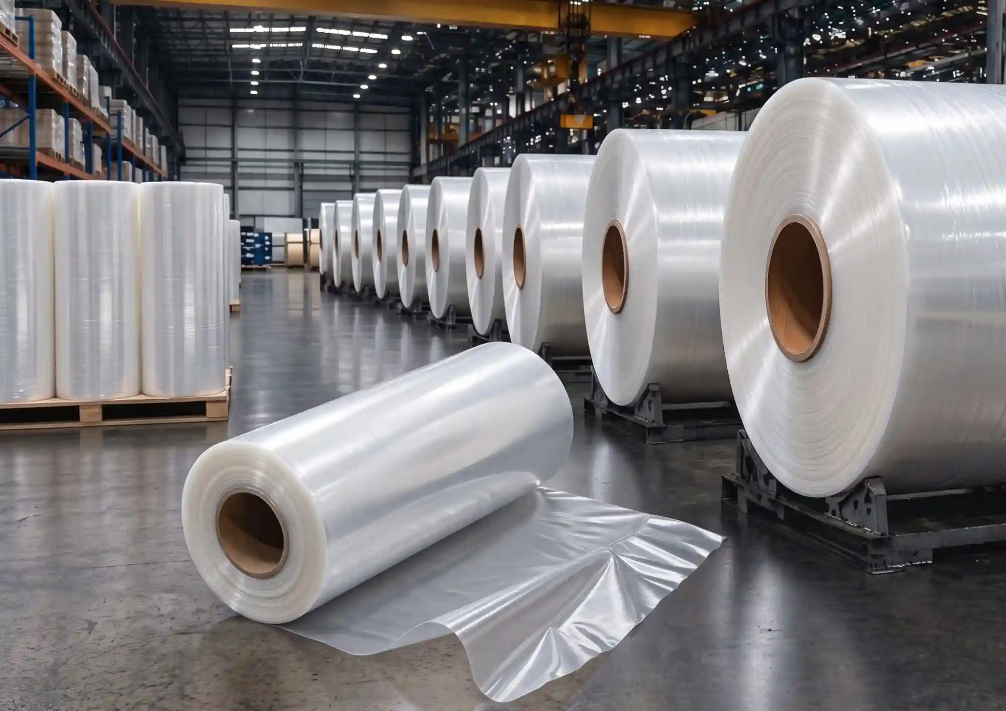 LDPE liner rolls in large production run at manufacturing plant