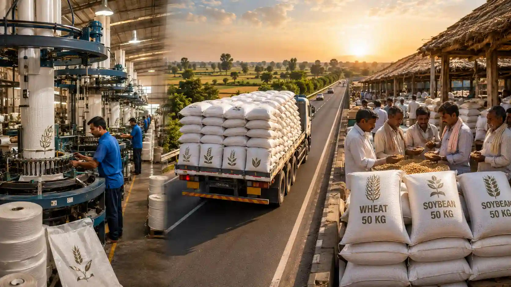 PP Woven Bags for Madhya Pradesh Wheat Soybean Packaging Ujjain Indore Dewas
