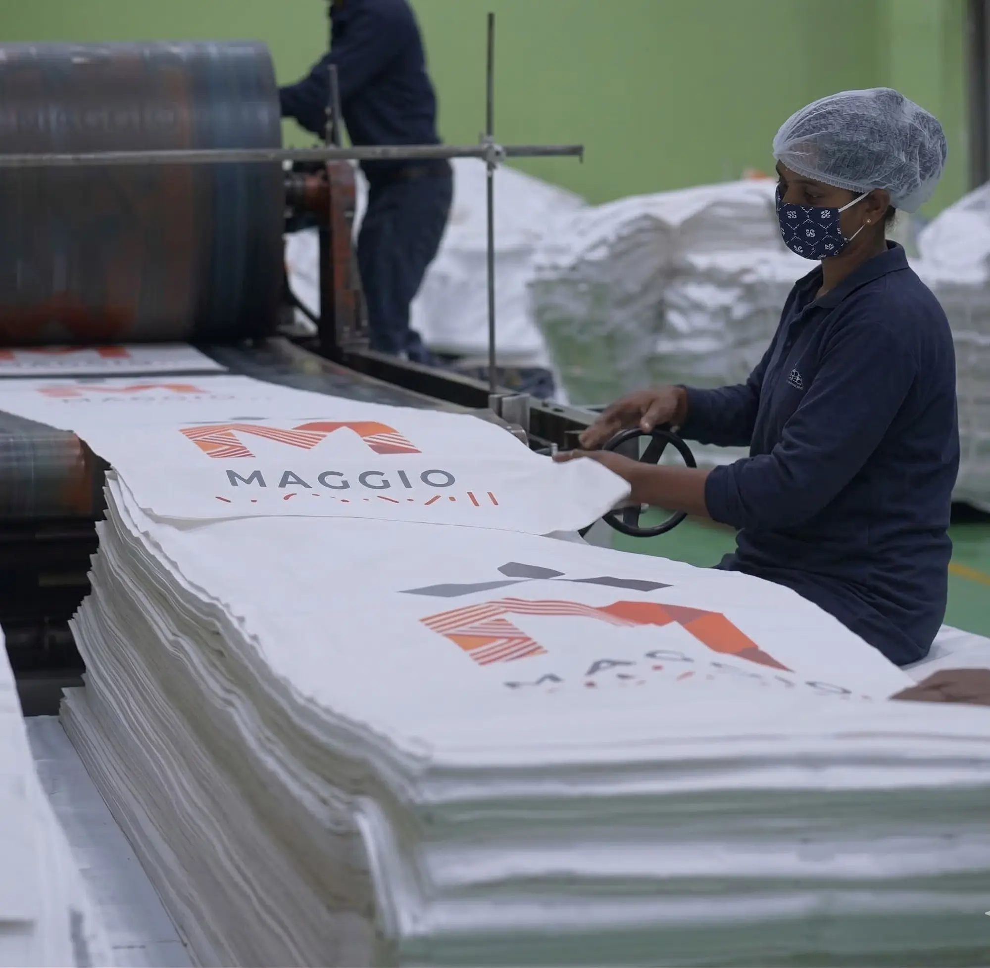 Custom printed PP bags stack ready for dispatch